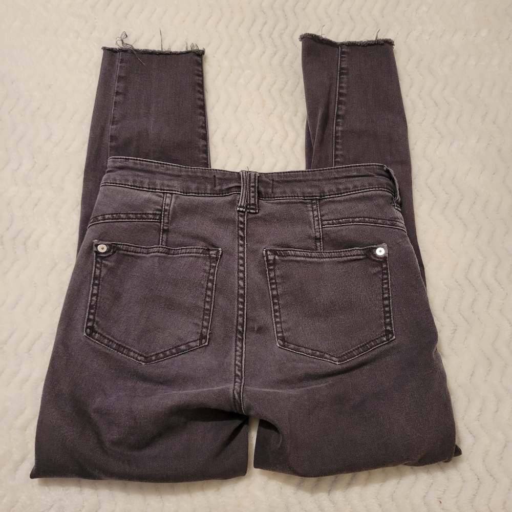 Pilcro and the Letterpress High Rise Skinny Jeans Women Sz 25 raw hem gray black